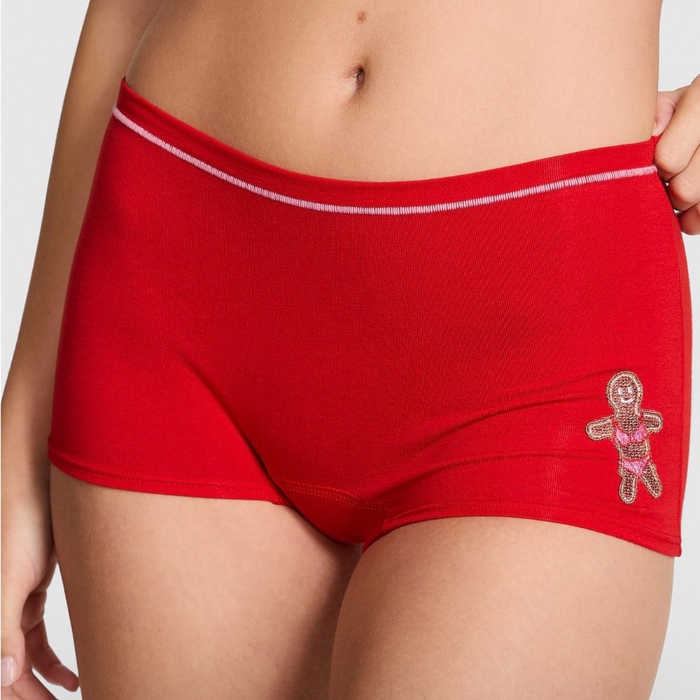 NIB VS PINK Boxer Briefs with Gingerbread Design